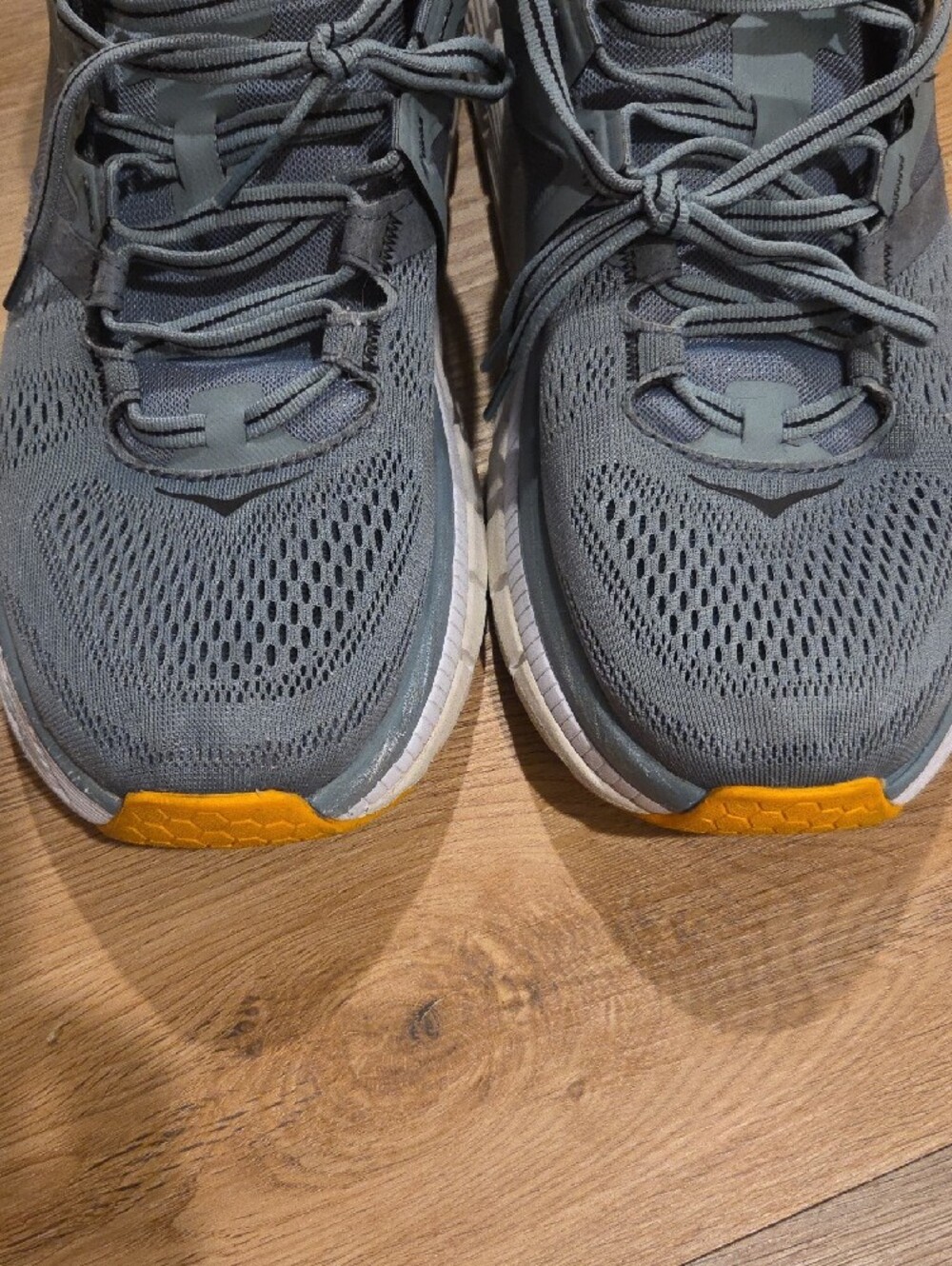 Hoka One One Gaviota 2 Light Gray Mesh Running Sneakers with Yellow Logo - Picture 2 of 8